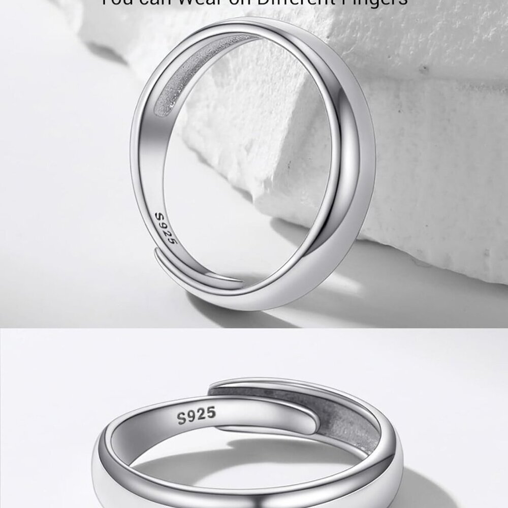 925 Sterling Silver Adjustable Stackable Ring For… - image 3